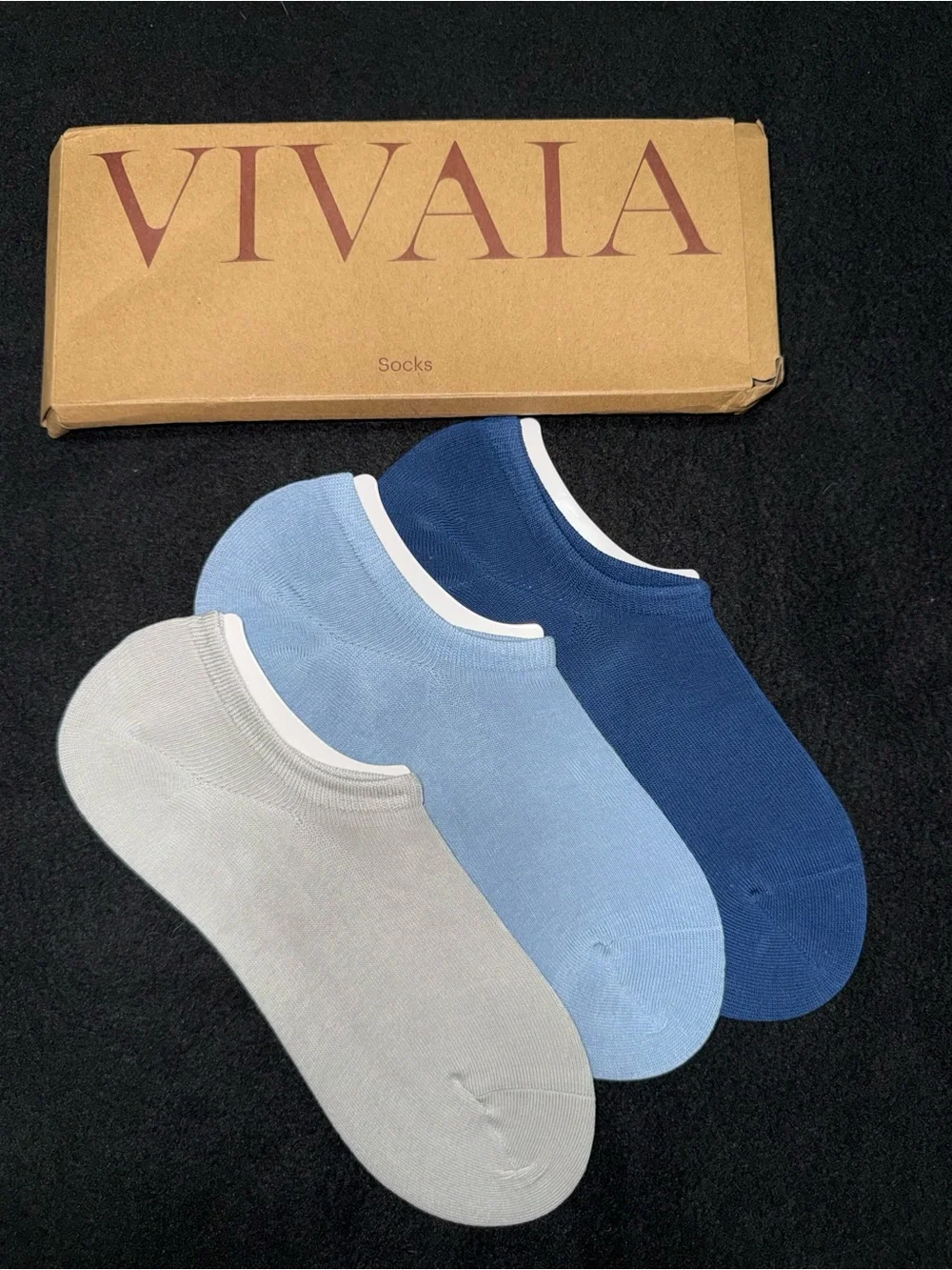 Vivaia Men’s 3-Pack Low-Cut Athletic Socks — White, Light Blue, Royal Blue
